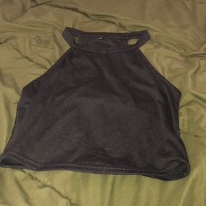 Black Halter Crop Top